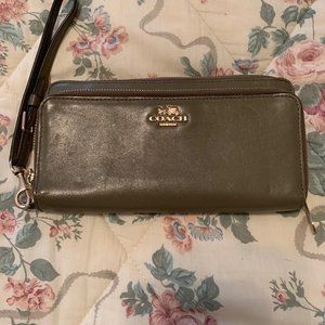 Coach Olive Green Leather Wristlet